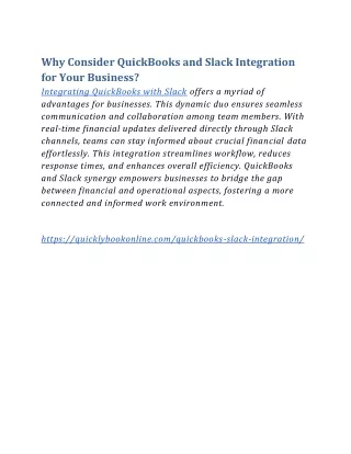 why consider quickbooks and slack integration