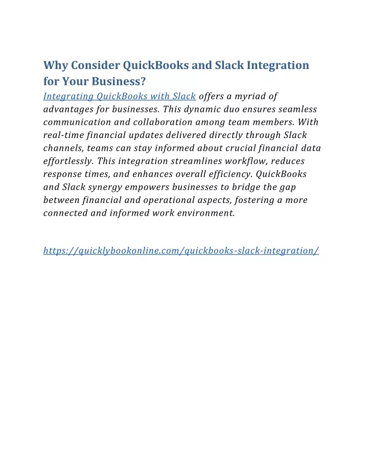 why consider quickbooks and slack integration