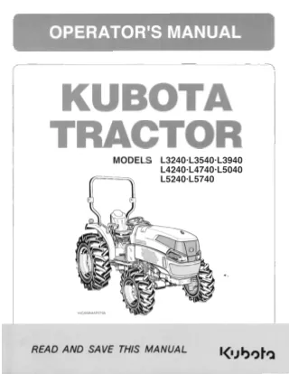 Kubota L4740 Tractor Operator manual