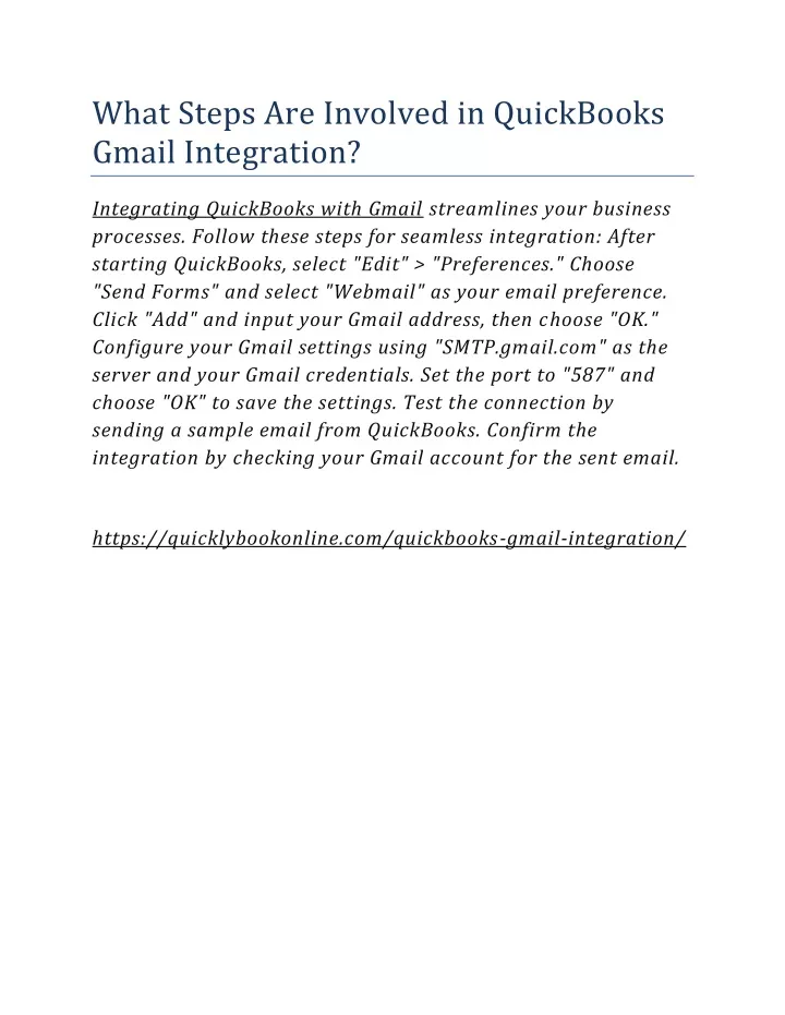 what steps are involved in quickbooks gmail