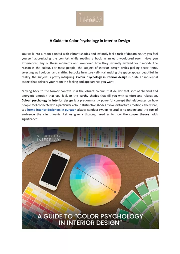A Guide To Color Psychology In Interior Design N 