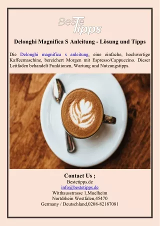 Delonghi Magnifica S Anleitung - Lösung und Tipps