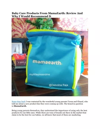 Baby Care Products From MamaEarth