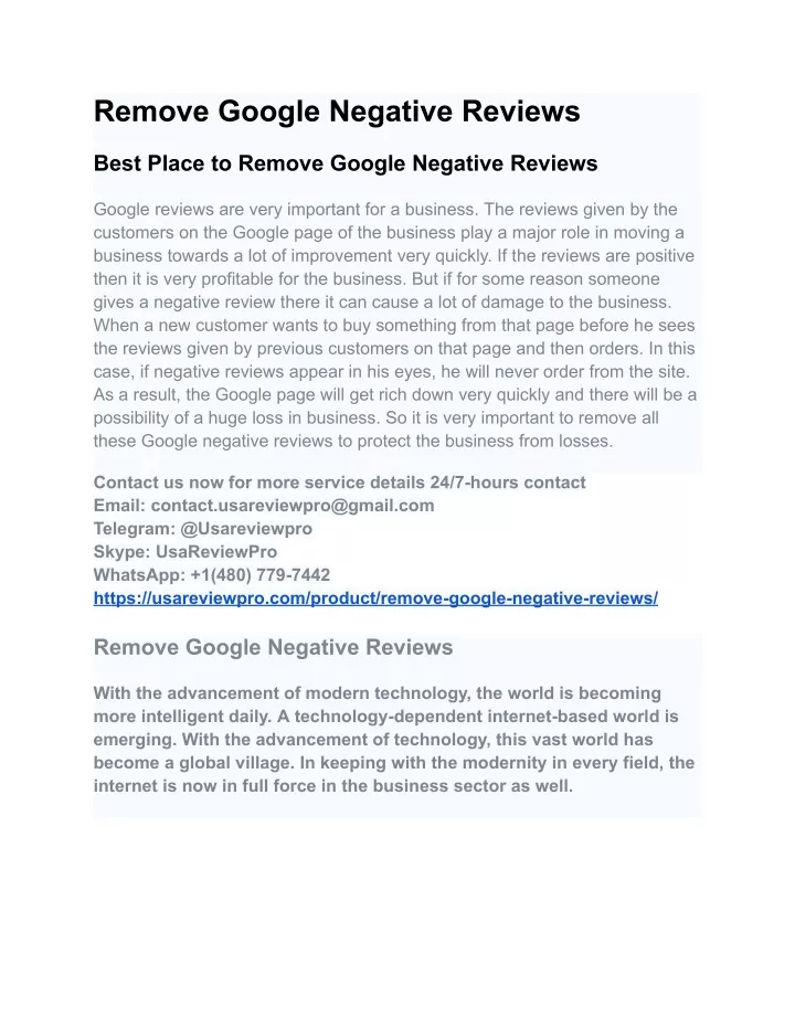 remove google negative reviews