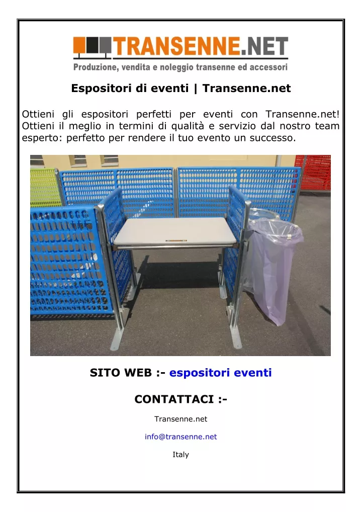 espositori di eventi transenne net