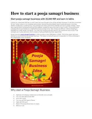 How to start a pooja samagri business