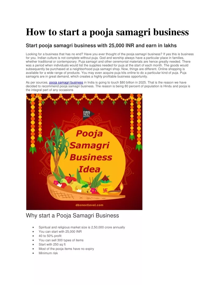 how to start a pooja samagri business