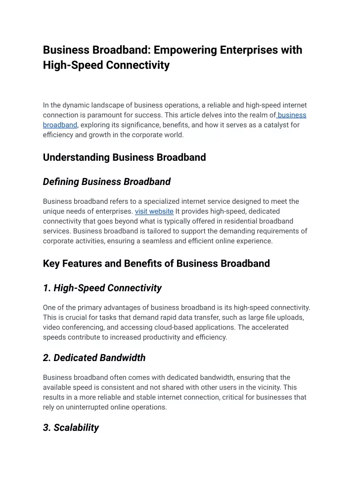 business broadband empowering enterprises with