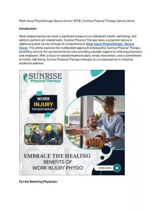Work Injury Physiotherapy Spruce Grove _ WCB _ Sunrise Physical Therapy