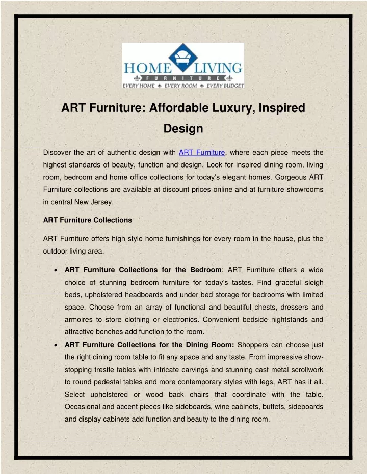art furniture affordable luxury inspired