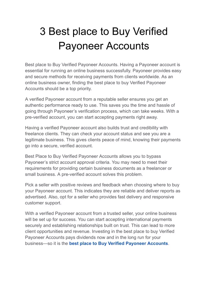 3 best place to buy verified payoneer accounts