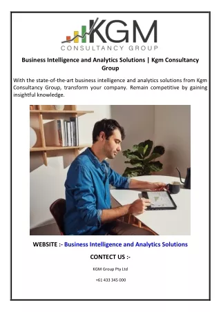 Business Intelligence and Analytics Solutions  Kgm Consultancy Group