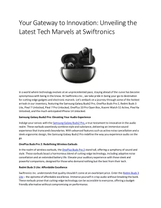your gateway to innovation unveiling the latest tech marvels at swiftronics