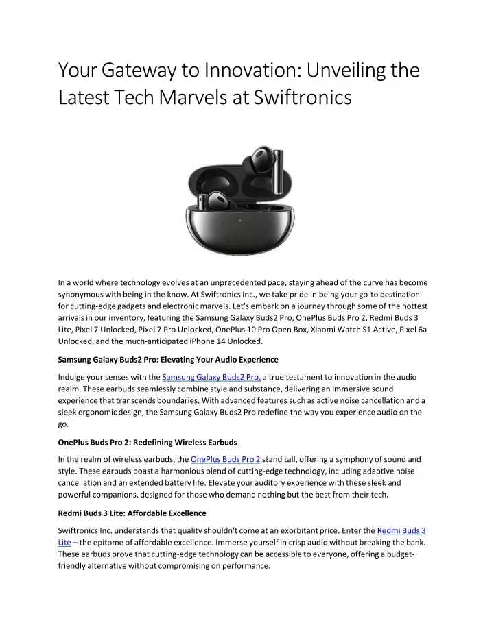 your gateway to innovation unveiling the latest tech marvels at swiftronics