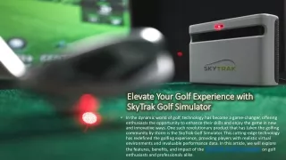 Elevate Your Golf Experience with SkyTrak Golf Simulator