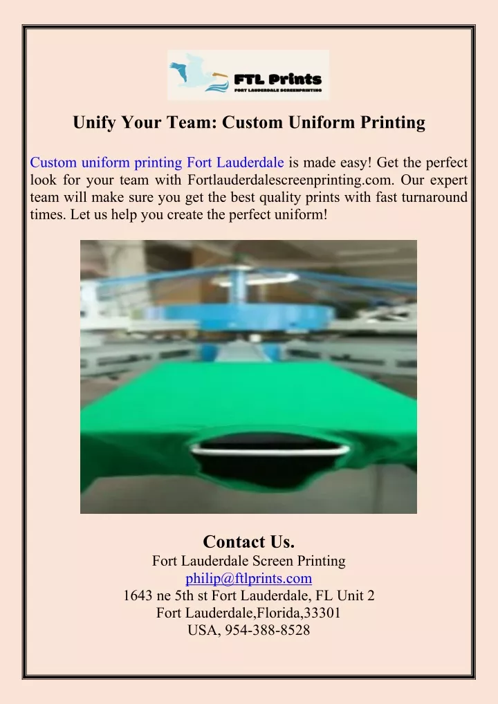 unify your team custom uniform printing