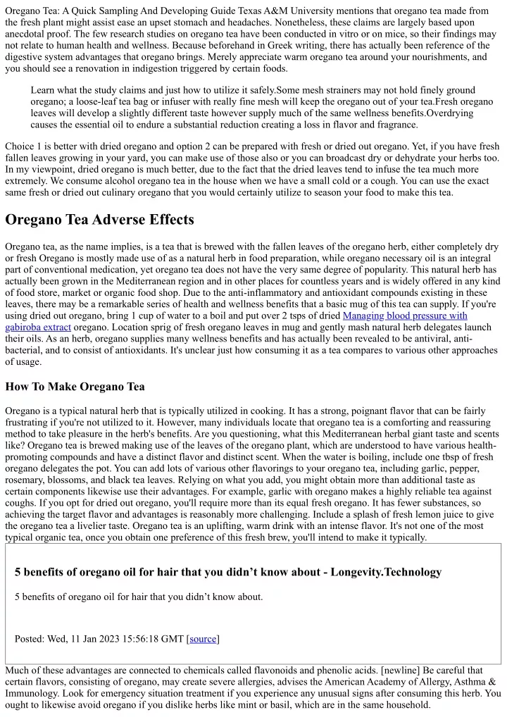 oregano tea a quick sampling and developing guide