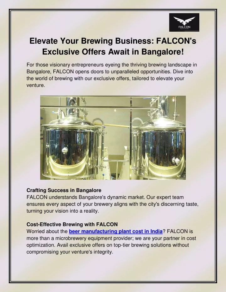 elevate your brewing business falcon s exclusive