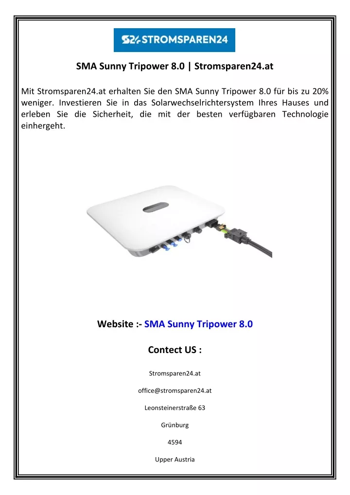 sma sunny tripower 8 0 stromsparen24 at