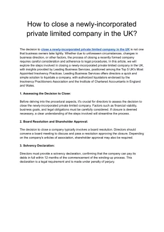 How to close a newly-incorporated private limited company in the UK