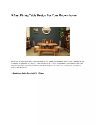 5 Best Dining Table Design For Your Modern home