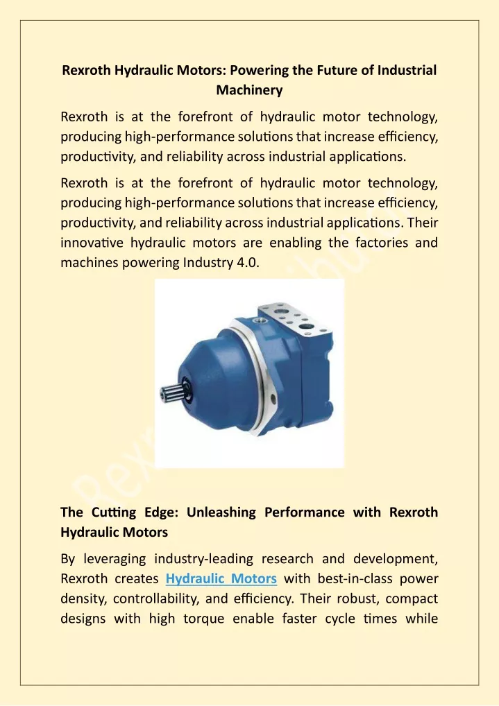 rexroth hydraulic motors powering the future