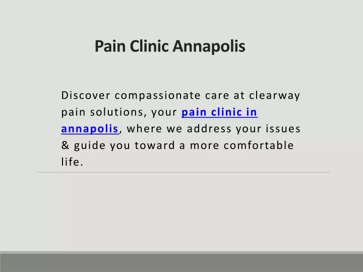 pain clinic annapolis