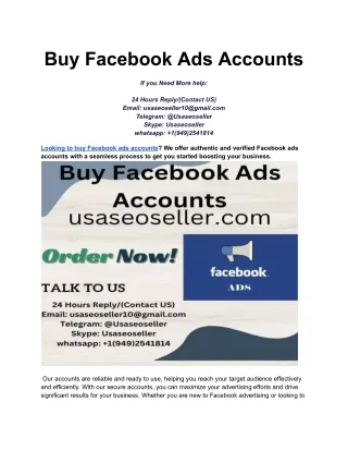 Buy Facebook Ads Accounts