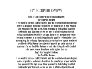 BUY TRUSTPILOT REVIEWS