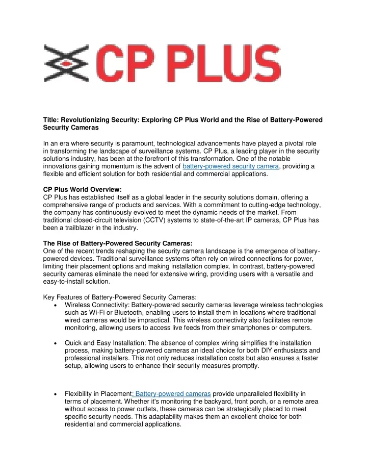 title revolutionizing security exploring cp plus