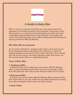 A Guide to Baby Bibs