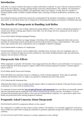 The Role of Omeprazole in Reducing the Frequency and Severity of Acid Reflux Fla