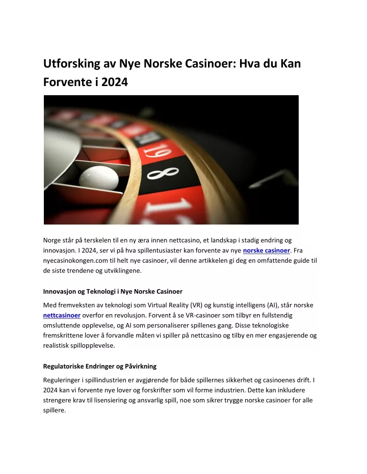 utforsking av nye norske casinoer
