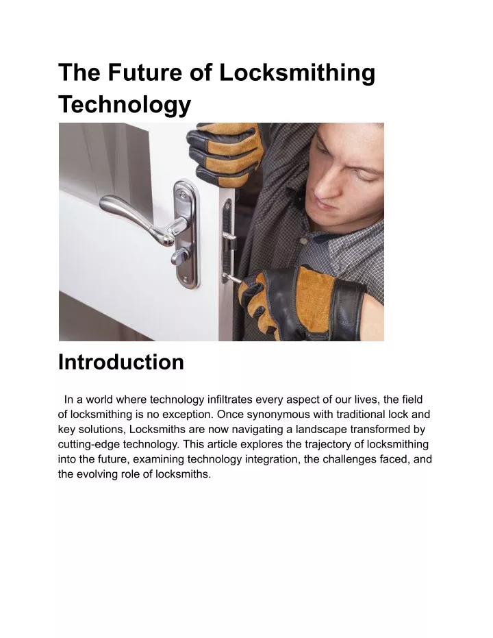 the future of locksmithing technology