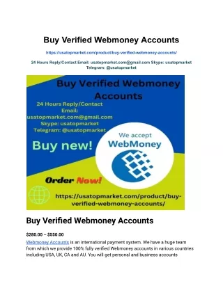 Buy Verified Webmoney Accounts