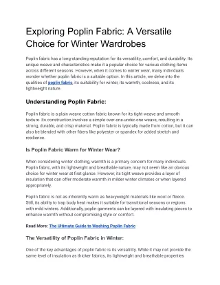 Exploring Poplin Fabric_ A Versatile Choice for Winter Wardrobes