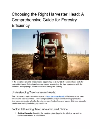 Optimize Forestry Efficiency | Choosing the Right Harvester Head