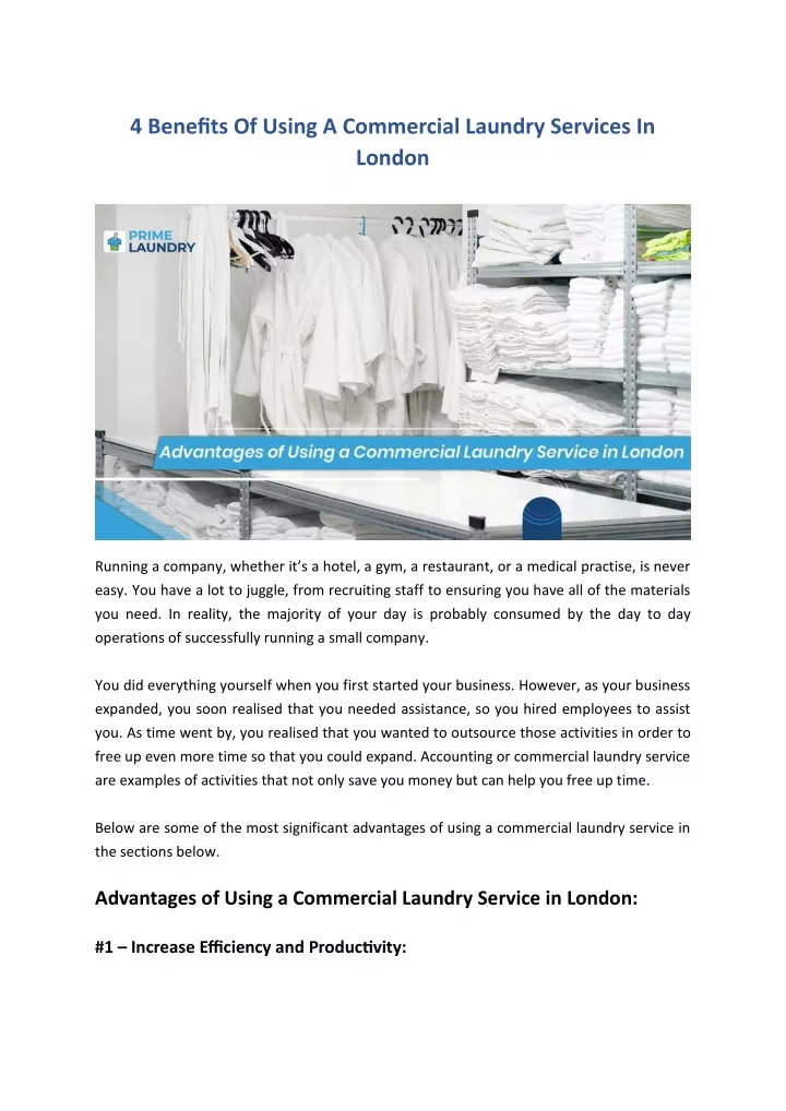 4 benefits of using a commercial laundry services