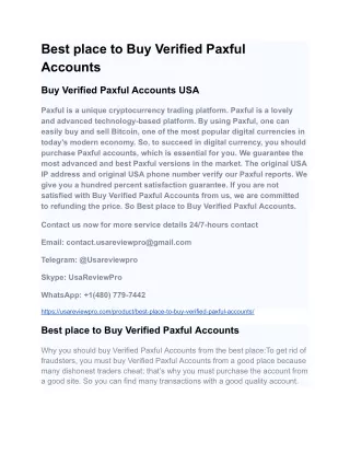 Best place to Buy Verified Paxful Accounts