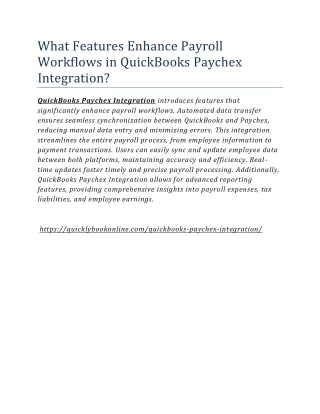 What Features Enhance Payroll Workflows in QuickBooks Paychex Integration