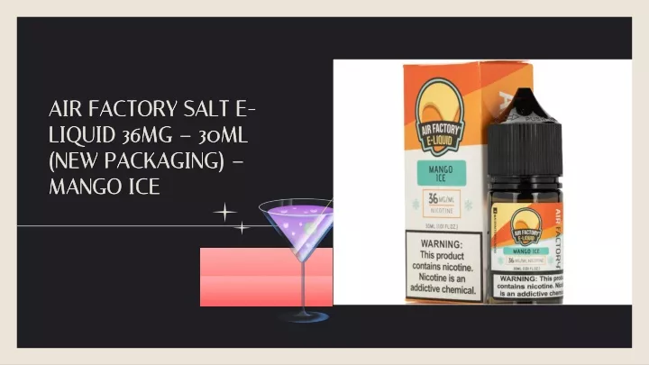 air factory salt e liquid 36mg 30ml new packaging mango ice