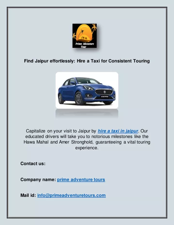 find jaipur effortlessly hire a taxi