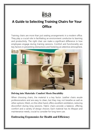 A Guide to Selecting Training Chairs for Your Office