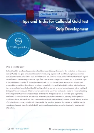 Tips and Tricks for Colloidal Gold Test Strip-Development