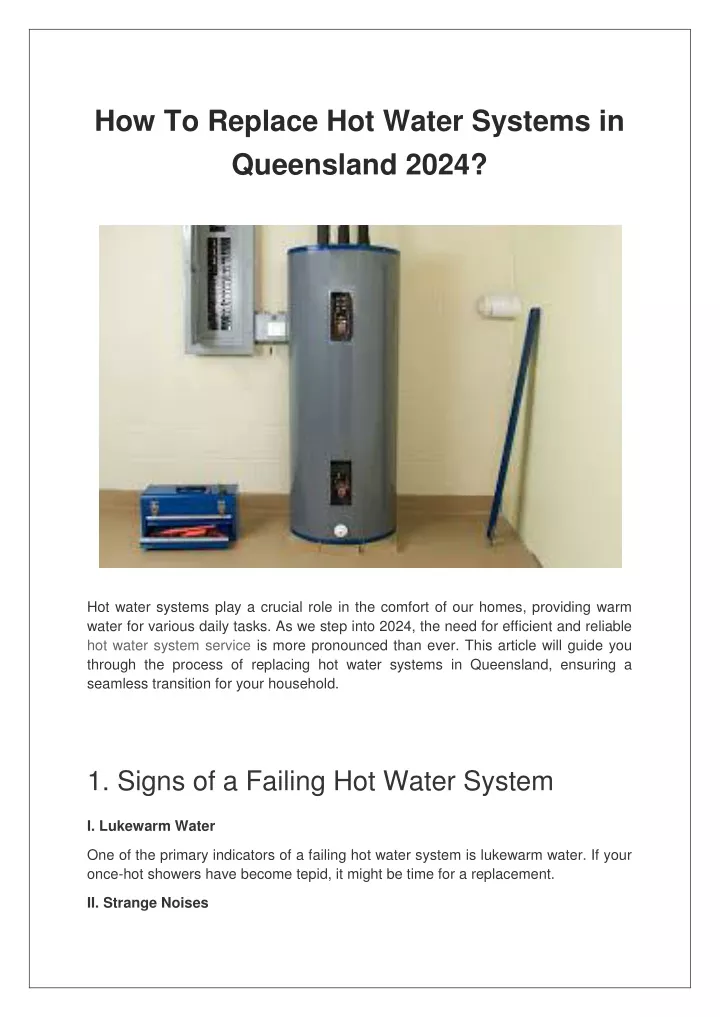 how to replace hot water systems in queensland