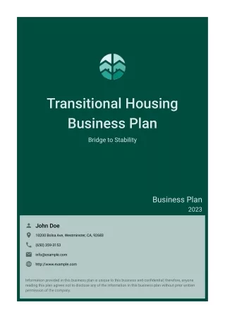 transitional housing business plan