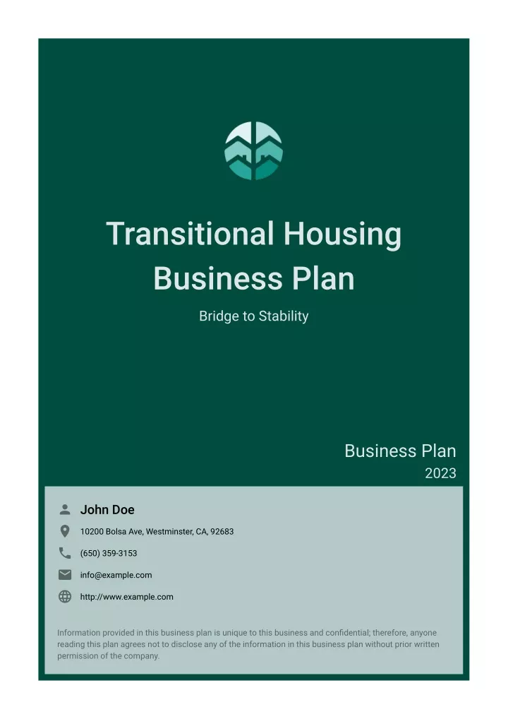 transitional housing business plan