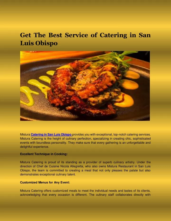 get the best service of catering in san luis