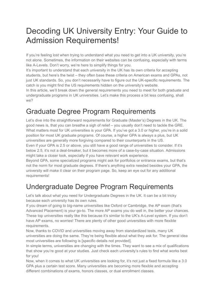 decoding uk university entry your guide