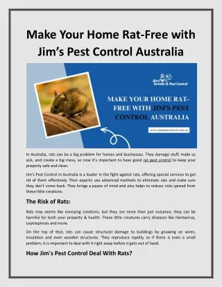 Make Your Home Rat-Free with Jim’s Pest Control Australia